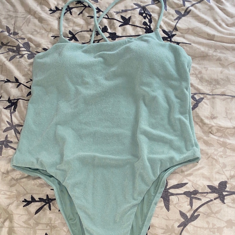 EUC Victoria's Secret Green One Piece Swimsuit with Decorative Straps